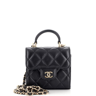 Chanel Top Handle Flap Coin Purse with Chain Quilted Lambskin