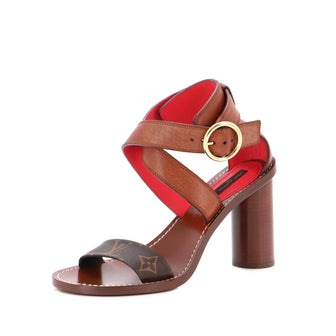 Louis Vuitton Women's Ocean Drive Heeled Sandals Suede and Monogram Canvas