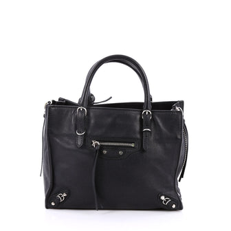 Balenciaga Papier A4 Zip Around Classic Studs Handbag Leather Mini Black