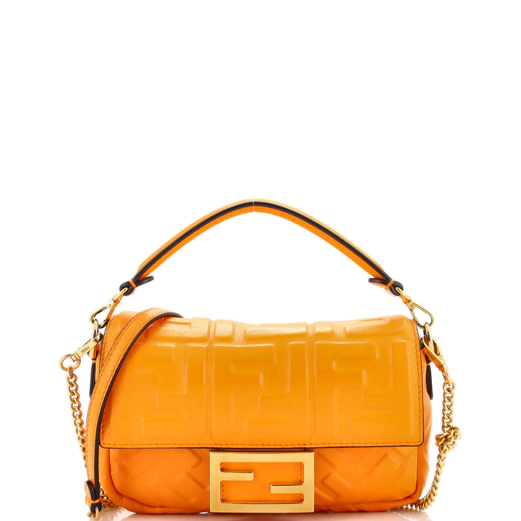 Shoulder Bag Fendi Orange Baguette Fendi Baguette NM Bag Zucca