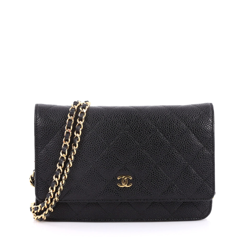 CHANEL Caviar Wallet On Chain WOC lined Zip Chain Shoulder Bag Black Leather  ref.817200 - Joli Closet