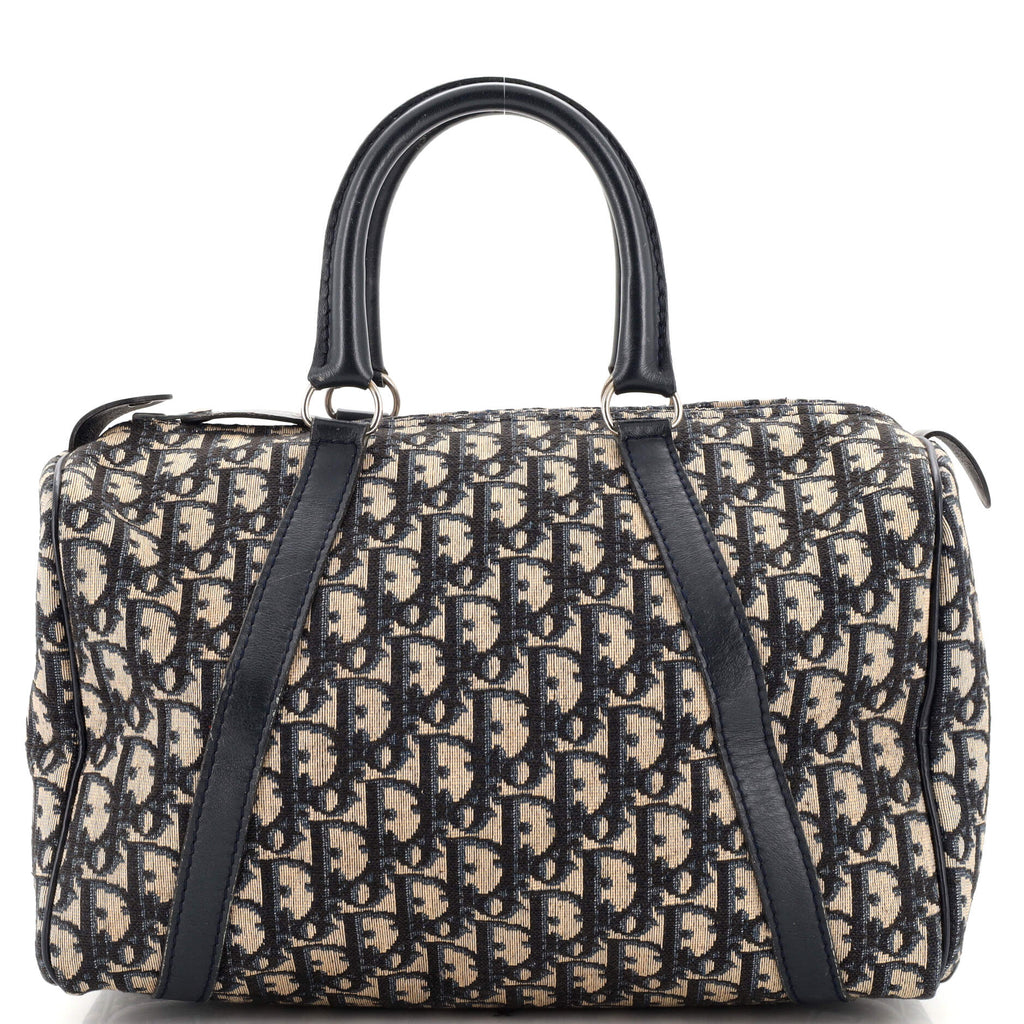 Christian Dior Vintage Trotter Boston Bag Diorissimo Canvas Medium