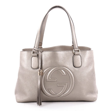 Gucci Soho Working Tote Leather Medium Silver