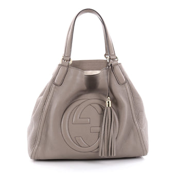 Gucci Soho Shoulder Bag Leather Medium Gray