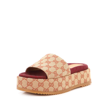 Gucci Women's Angelina Platform Slide Sandals GG Canvas