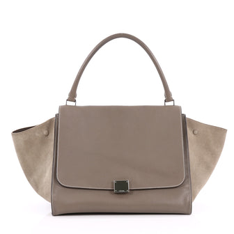 Celine Trapeze Handbag Leather Large Brown 2193601