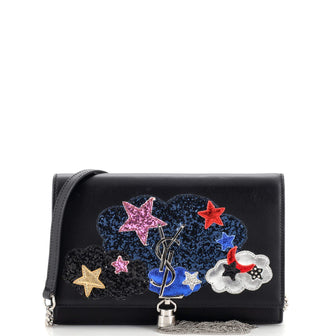 Saint Laurent Classic Monogram Tassel Chain Wallet Patchwork Leather