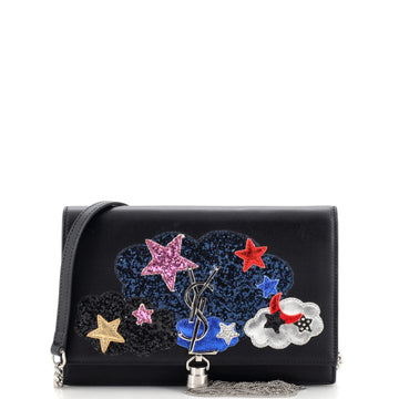 Saint Laurent Classic Monogram Tassel Chain Wallet Patchwork Leather