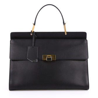 Balenciaga Le Dix Zip Cartable Top Handle Bag Leather Medium Black