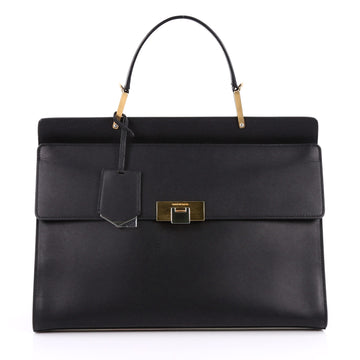 Balenciaga Le Dix Zip Cartable Top Handle Bag Leather Medium Black