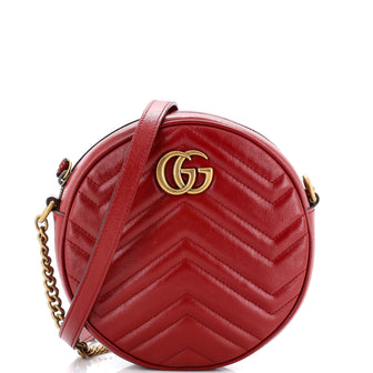 Gucci GG Marmont Round Shoulder Bag Matelasse Leather Mini