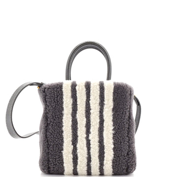 Thom Browne 4-Bar Book Tote Shearling Small