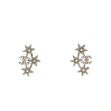 Chanel CC Triple Star Cluster Stud Earrings Metal with Crystals