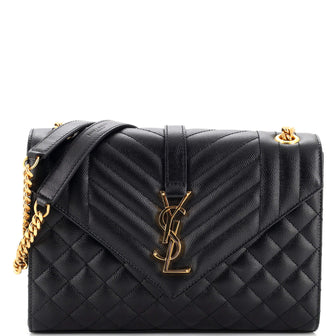 Saint Laurent Classic Monogram Envelope Satchel Mixed Matelasse Leather Medium