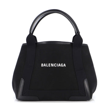 Balenciaga Navy Cabas Canvas with Leather Medium