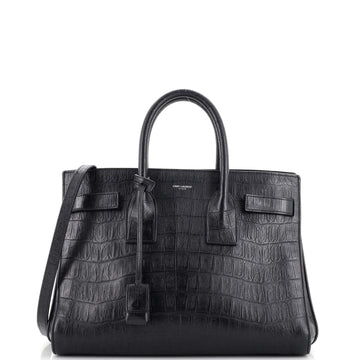 Saint Laurent Sac de Jour Bag Crocodile Embossed Leather Small