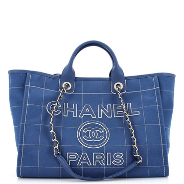 Chanel Deauville NM Tote Square Stitched Canvas Medium