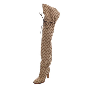 Gucci Women's Lisa Thigh High Boots GG Canvas
