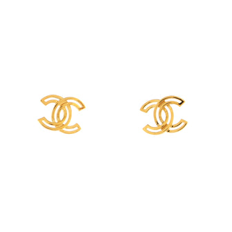 Chanel Cut Out CC Stud Earrings Metal