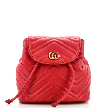 Gucci GG Marmont Drawstring Backpack Matelasse Leather Mini