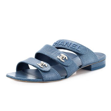 Chanel Women's Turnlock CC Logo Sandals Leather