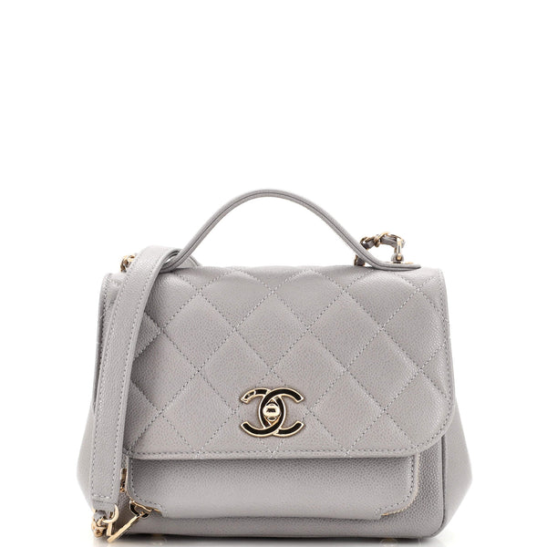 Chanel Caviar Quilted Small Business Affinity Flap Grey Light Gold Hardware