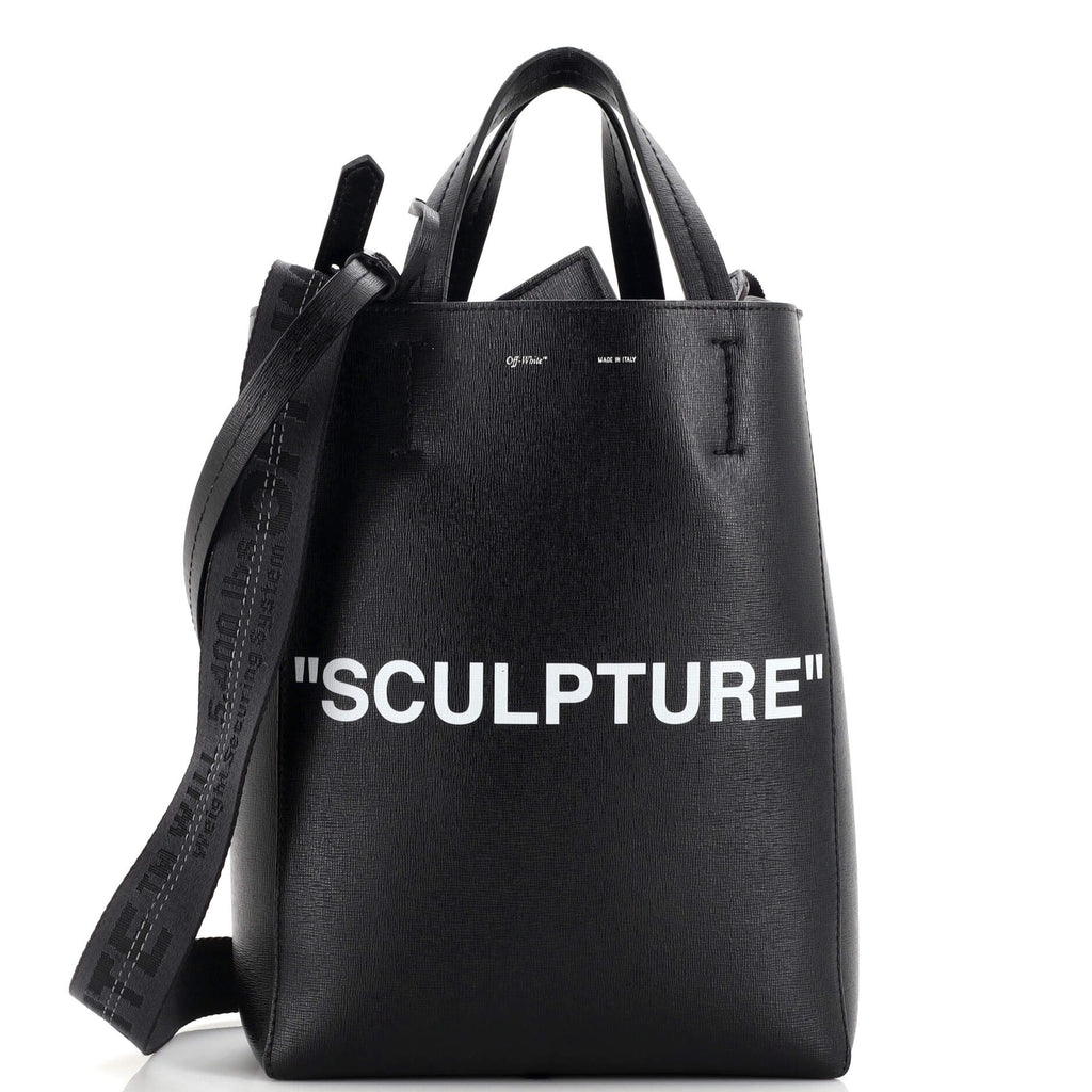 Off-white Black Medium 'sculpture' New Tote In Black White