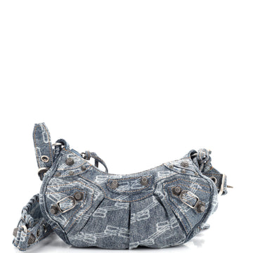Balenciaga Le Cagole Giant Studs Shoulder Bag BB Denim XS