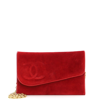 Chanel Vintage CC Diagonal Flap Crossbody Bag Suede Small