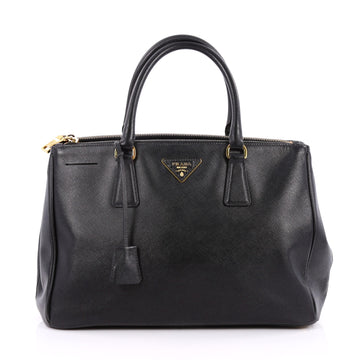 Prada Double Zip Lux Tote Saffiano Leather Medium Black 2196305