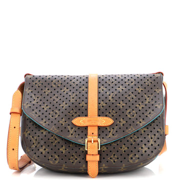 Louis Vuitton Flore Saumur Handbag Perforated Monogram Canvas