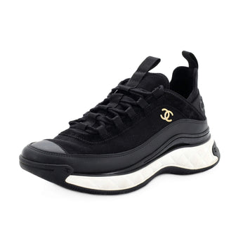 Chanel Women's CC Cap Toe Logo Sneakers Suede and Mixed Fibers