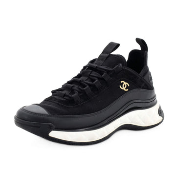 Chanel Women's CC Cap Toe Logo Sneakers Suede and Mixed Fibers