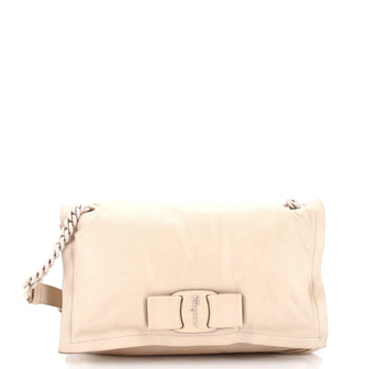 Salvatore Ferragamo Viva Bow Flap Bag Leather Small Neutral 2196391