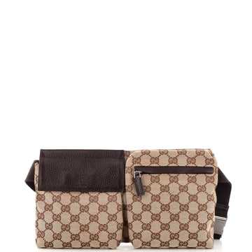Gucci Vintage Double Belt Bag GG Canvas