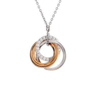Tiffany & Co. Triple Interlocking Circles Pendant Necklace 18k White Gold with 18k Rose Gold and Diamonds