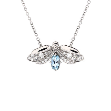 Tiffany & Co. Paper Flowers Firefly Pendant Necklace Platinum with Diamonds and Aquamarine Small