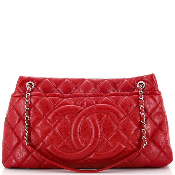 CHANEL Caviar Quilted Large Timeless CC Soft Tote Dark Red 990621