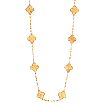 Van Cleef & Arpels Vintage Alhambra 10 Motifs Necklace Guilloche 18K Yellow Gold