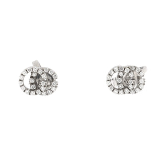 Gucci GG Running Stud Earrings 18K White Gold and Pave Diamonds