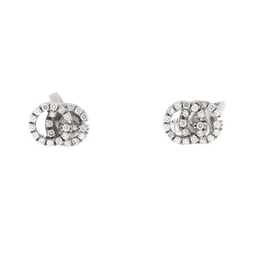 Gucci GG Running Stud Earrings 18K White Gold and Pave Diamonds