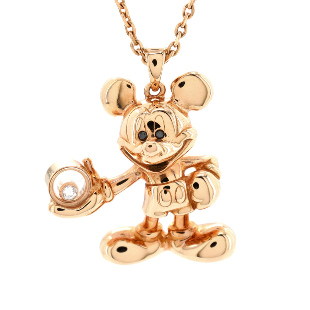Titanium Double Disney Mickey Mouse Gold Pearl Pendant Chain Necklace | eBay