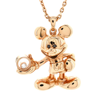 Chopard Happy Diamond Mickey Mouse Pendant Necklace 18K Rose Gold with Floating Diamond