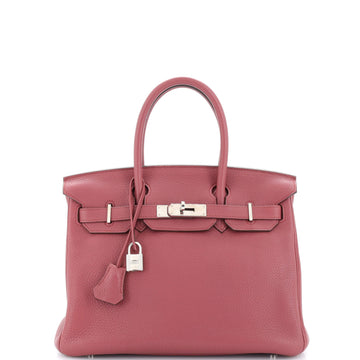 Hermes Birkin Handbag Pink Clemence with Palladium Hardware 30