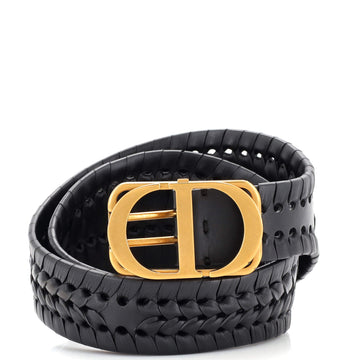 Christian Dior CD Buckle Belt Leather with Woven Detail Extra Wide