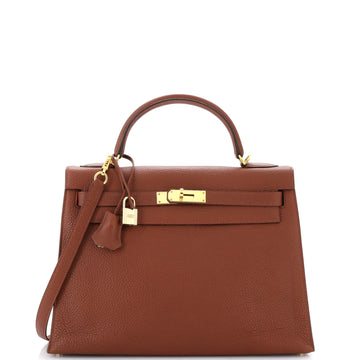 Hermes Kelly Handbag Orange Togo with Gold Hardware 32