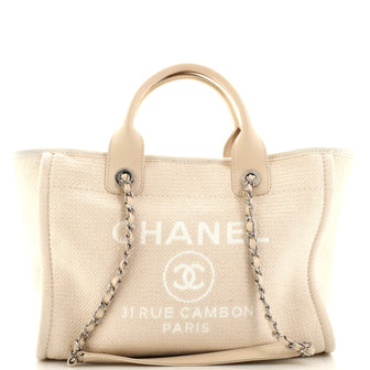 Chanel Deauville NM Tote Mixed Fibers Small Neutral 2447391