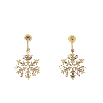 Chanel CC Snowflake Earrings Metal with Crystals and Faux Pearls