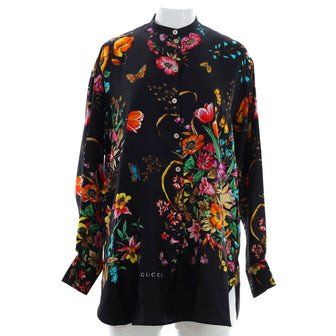 Gucci Women's Oversized Flora Shirt Printed Silk
