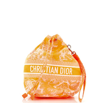 Christian Dior Logo Travel Drawstring Pouch Printed Fabric